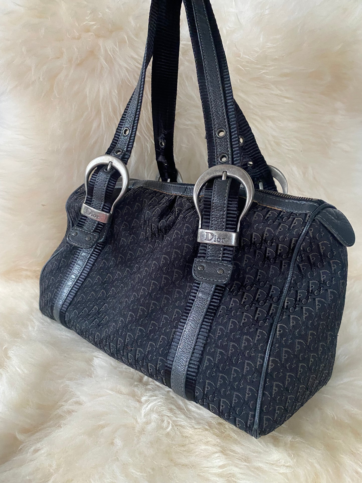 Dior Monogram Oblique Canvas Buckle Shoulderbag Black