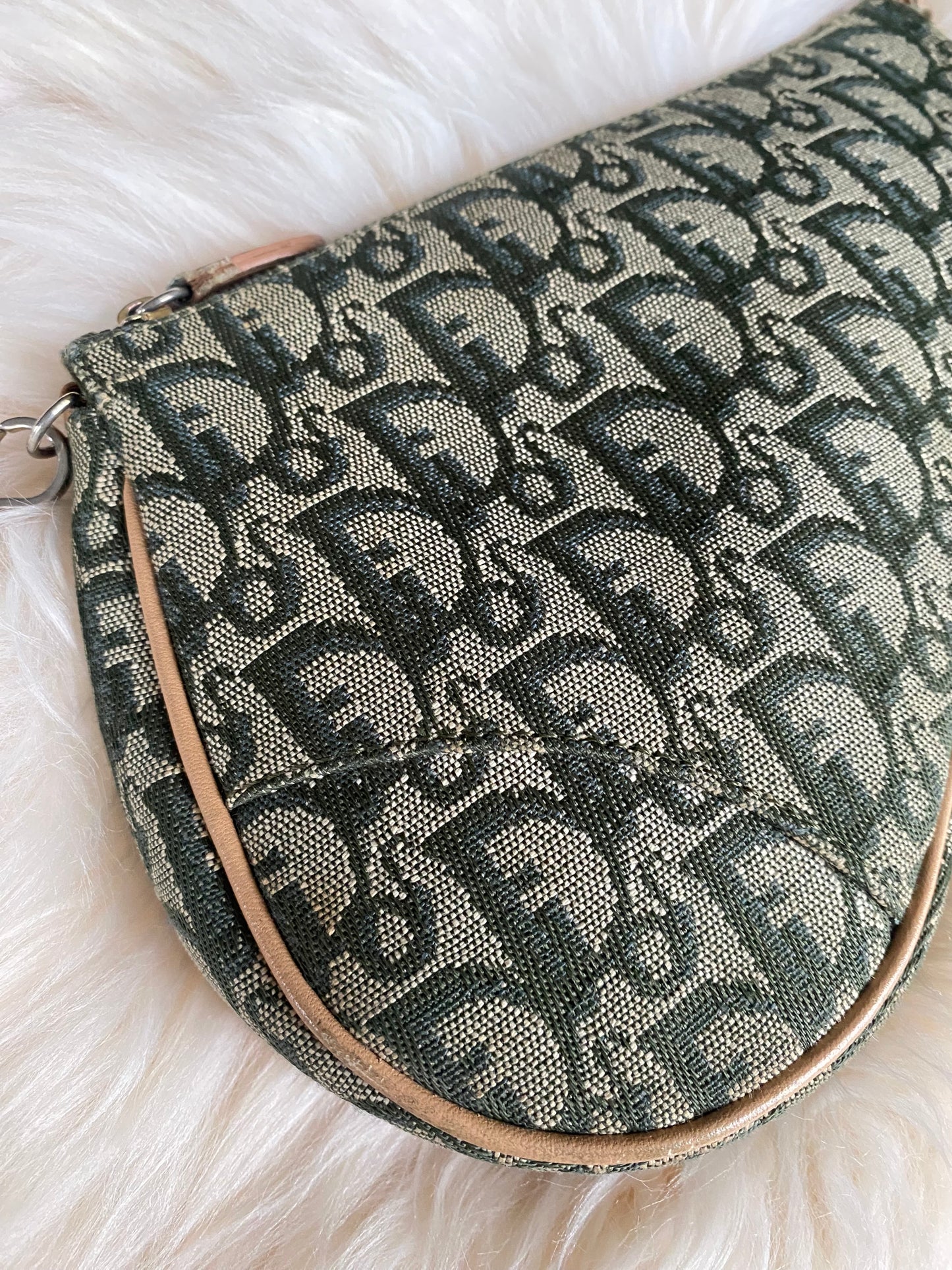 Dior Monogram Trotter Mini Saddle Bag/ Pochette Green