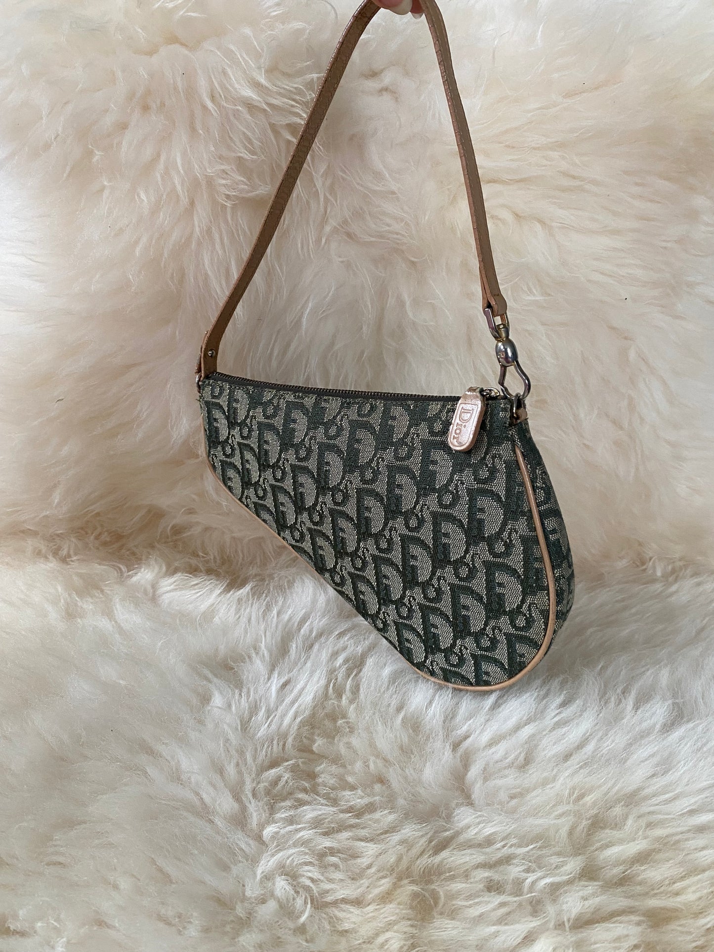 Dior Monogram Trotter Mini Saddle Bag/ Pochette Green