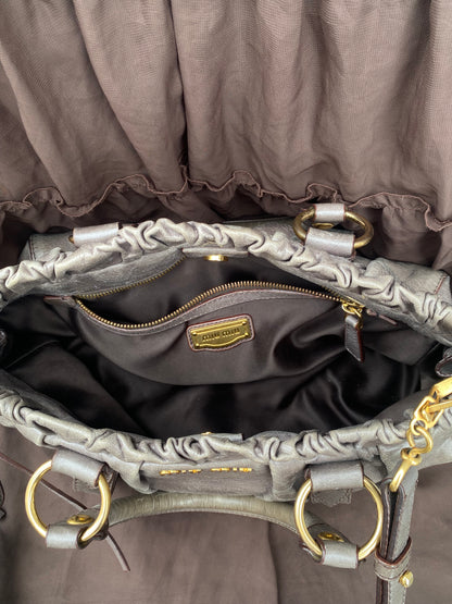 Miu Miu Vitello Lux 2-Way Leather Handbag Grey
