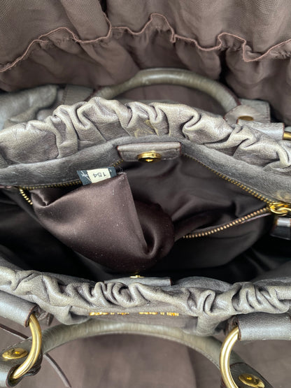 Miu Miu Vitello Lux 2-Way Leather Handbag Grey