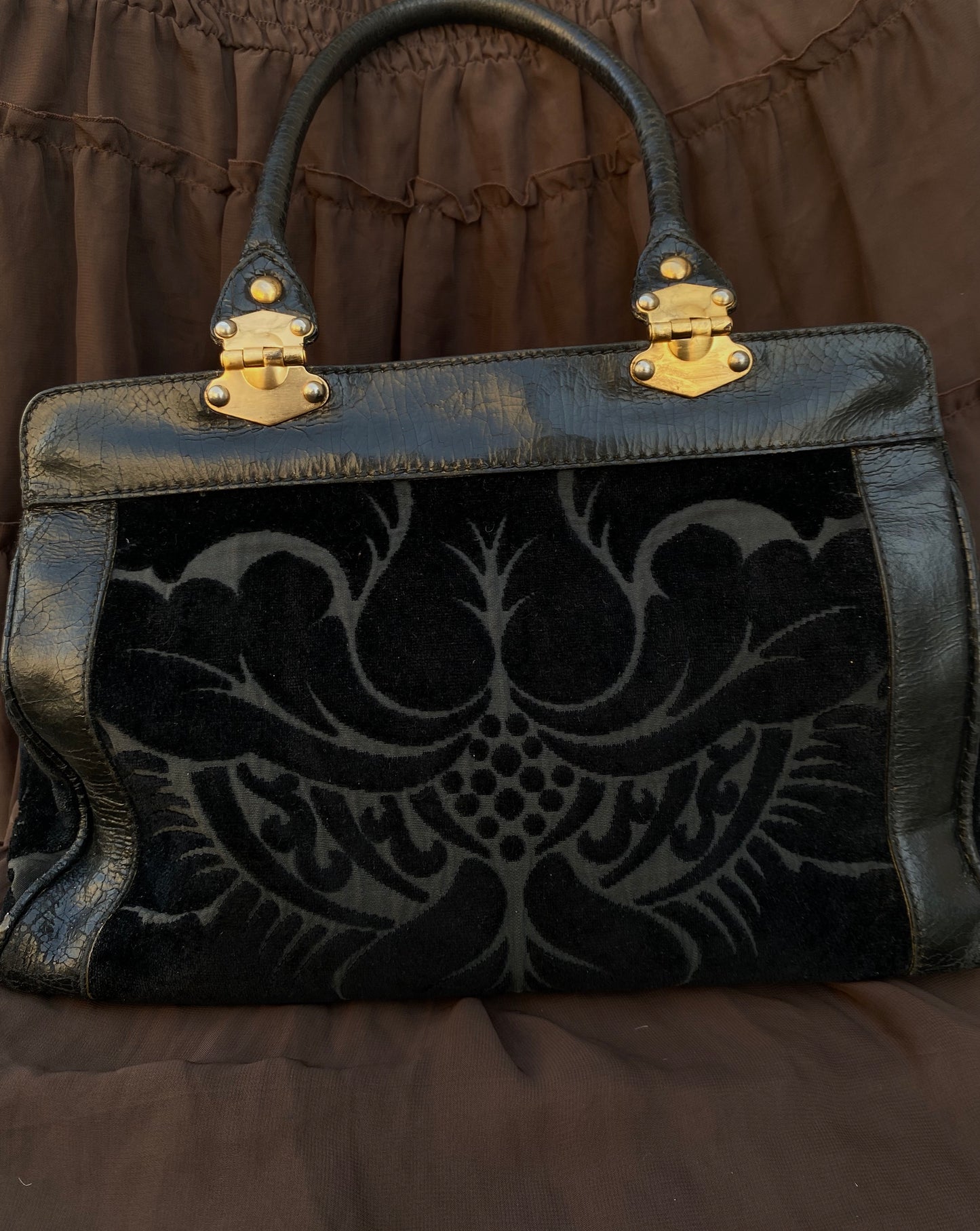 Miu Miu Jacquard Grifon Tote Bag Velvet Black