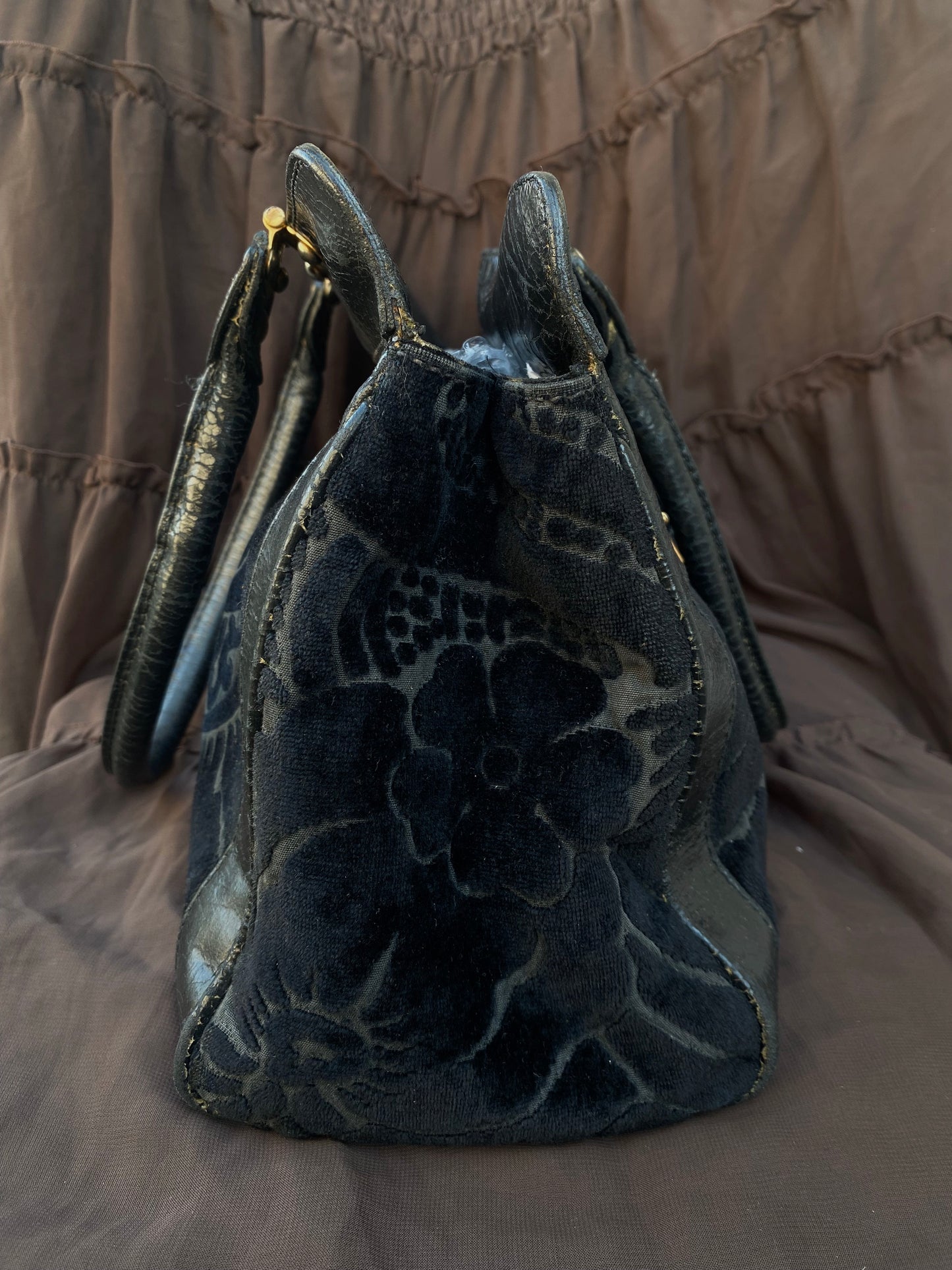 Miu Miu Jacquard Grifon Tote Bag Velvet Black
