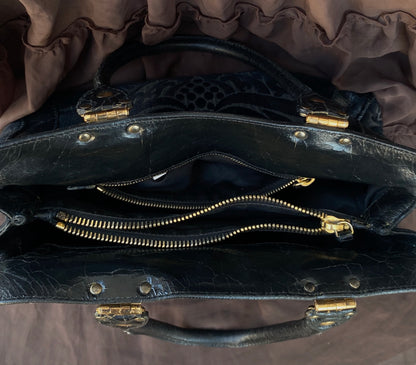 Miu Miu Jacquard Grifon Tote Bag Velvet Black