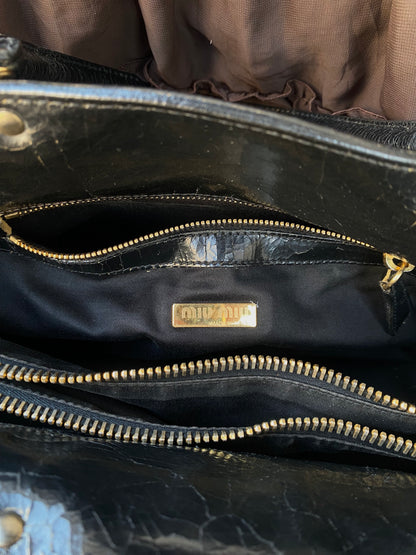 Miu Miu Jacquard Grifon Tote Bag Velvet Black