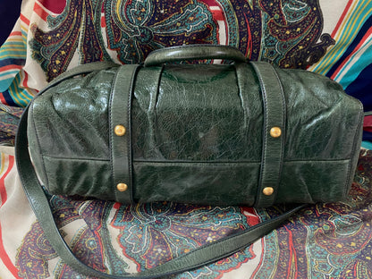 Miu Miu Vitello Lux 2-Way Leather Handbag Emerald Green