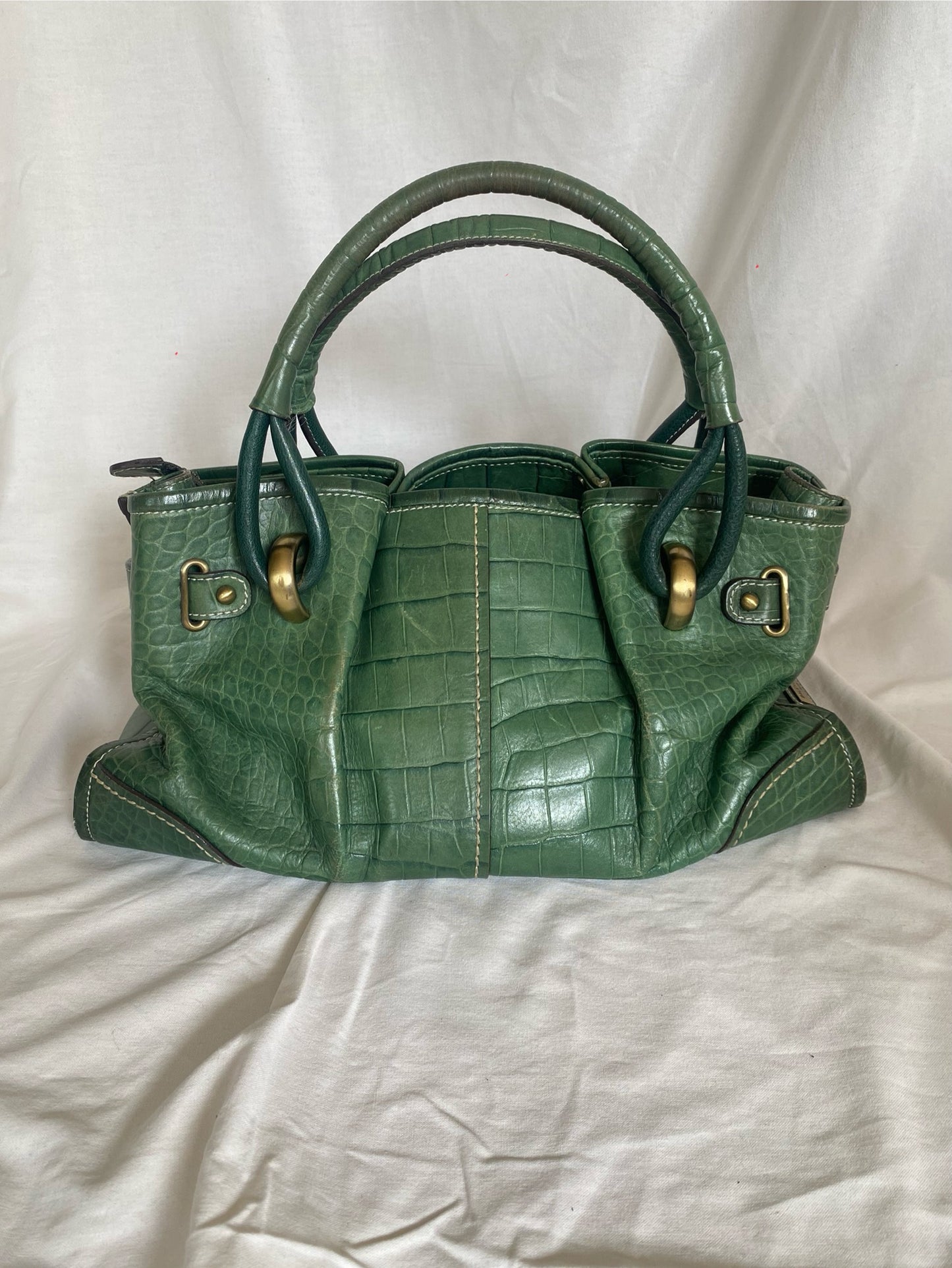 Balenciaga Croc Pattern Tote Bag Dark Green