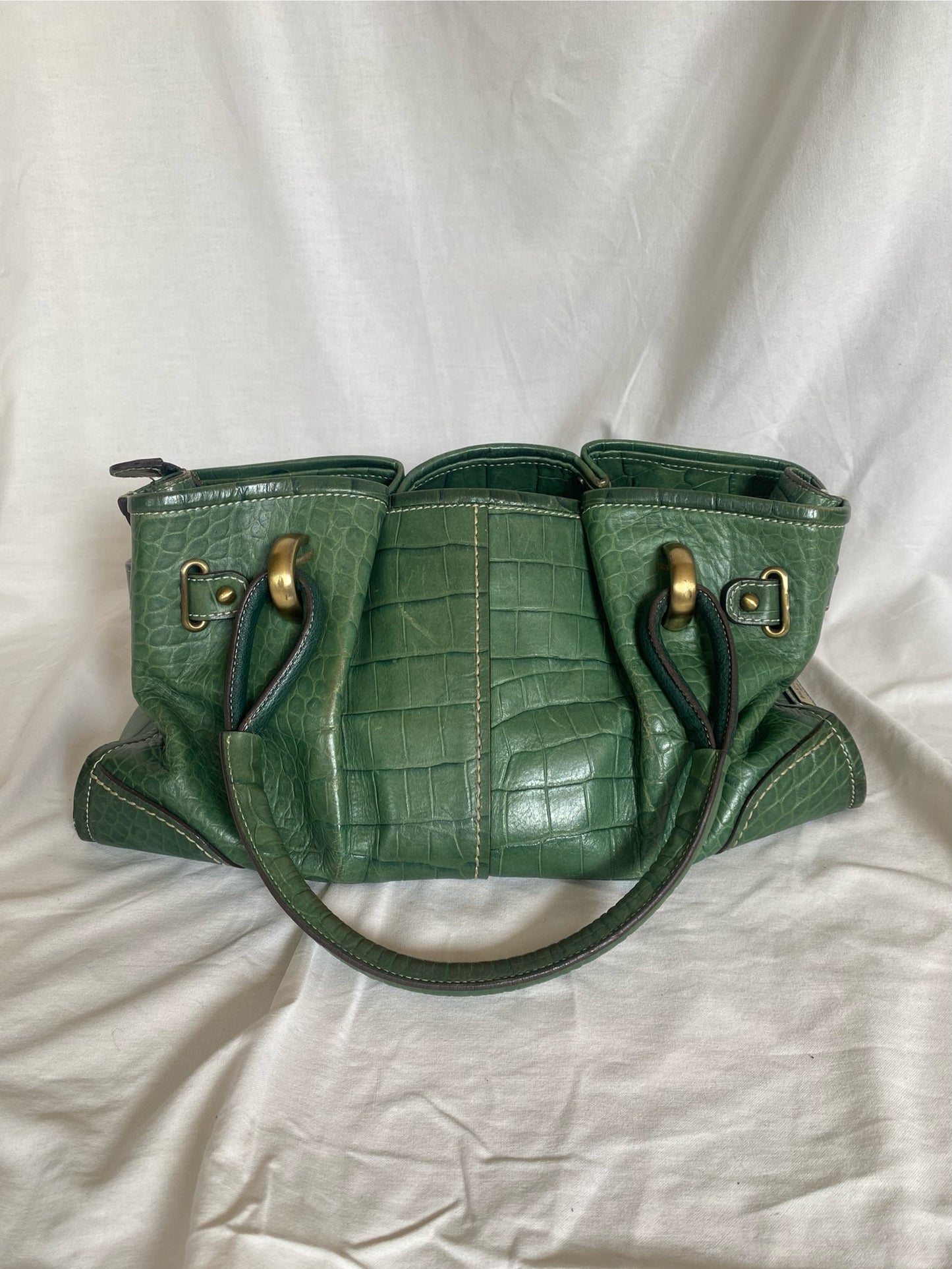 Balenciaga Croc Pattern Tote Bag Dark Green