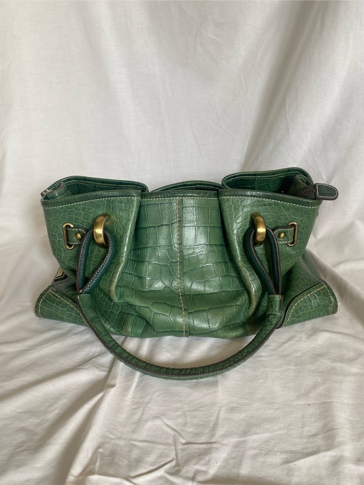 Balenciaga Croc Pattern Tote Bag Dark Green