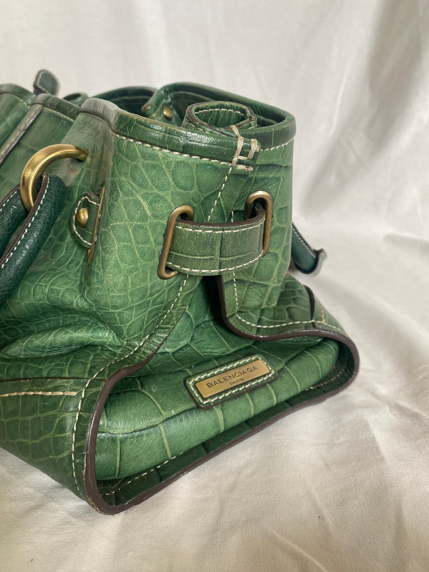 Balenciaga Croc Pattern Tote Bag Dark Green