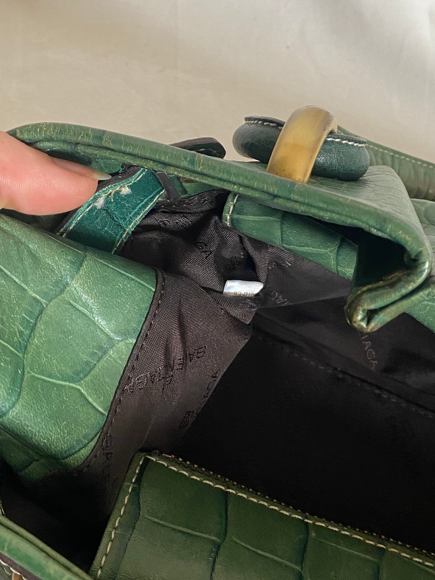 Balenciaga Croc Pattern Tote Bag Dark Green