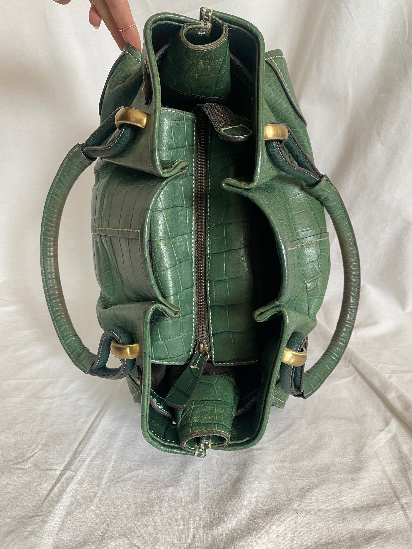 Balenciaga Croc Pattern Tote Bag Dark Green