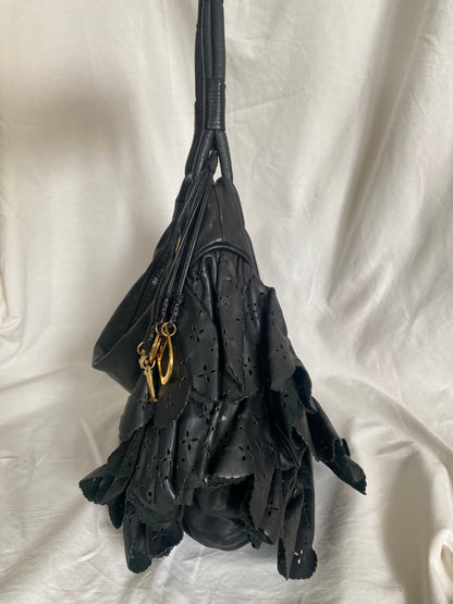 Christian Dior Gypsy Ruffled Shoulder Bag Black