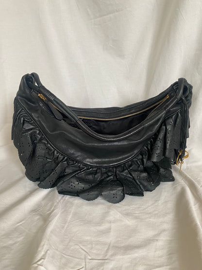 Christian Dior Gypsy Ruffled Shoulder Bag Black