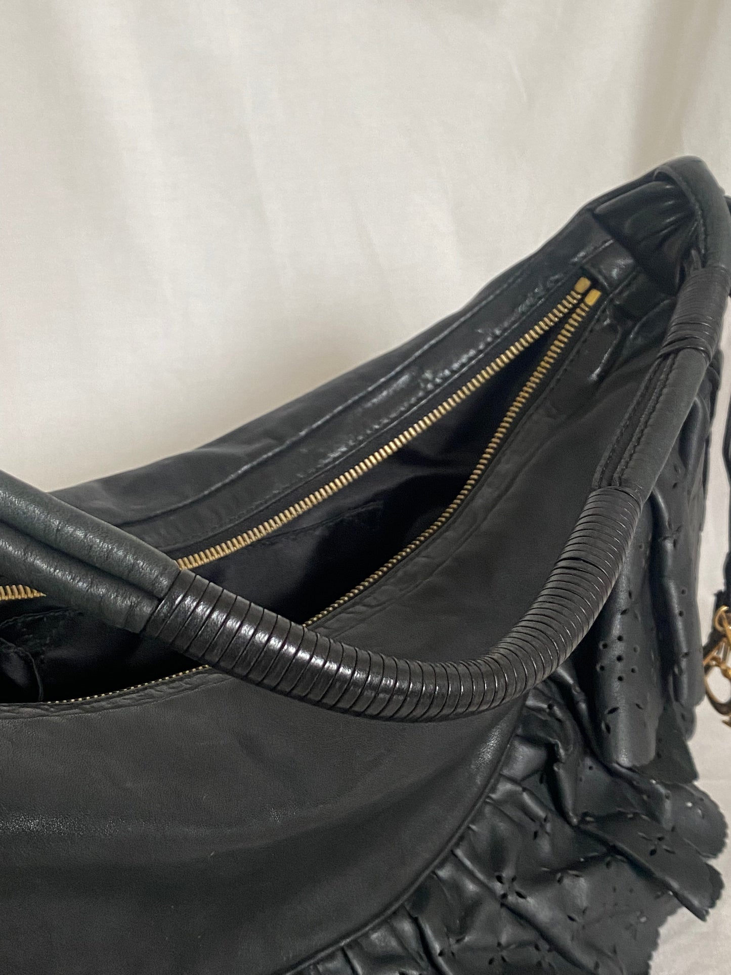 Christian Dior Gypsy Ruffled Shoulder Bag Black