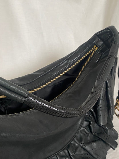 Christian Dior Gypsy Ruffled Shoulder Bag Black