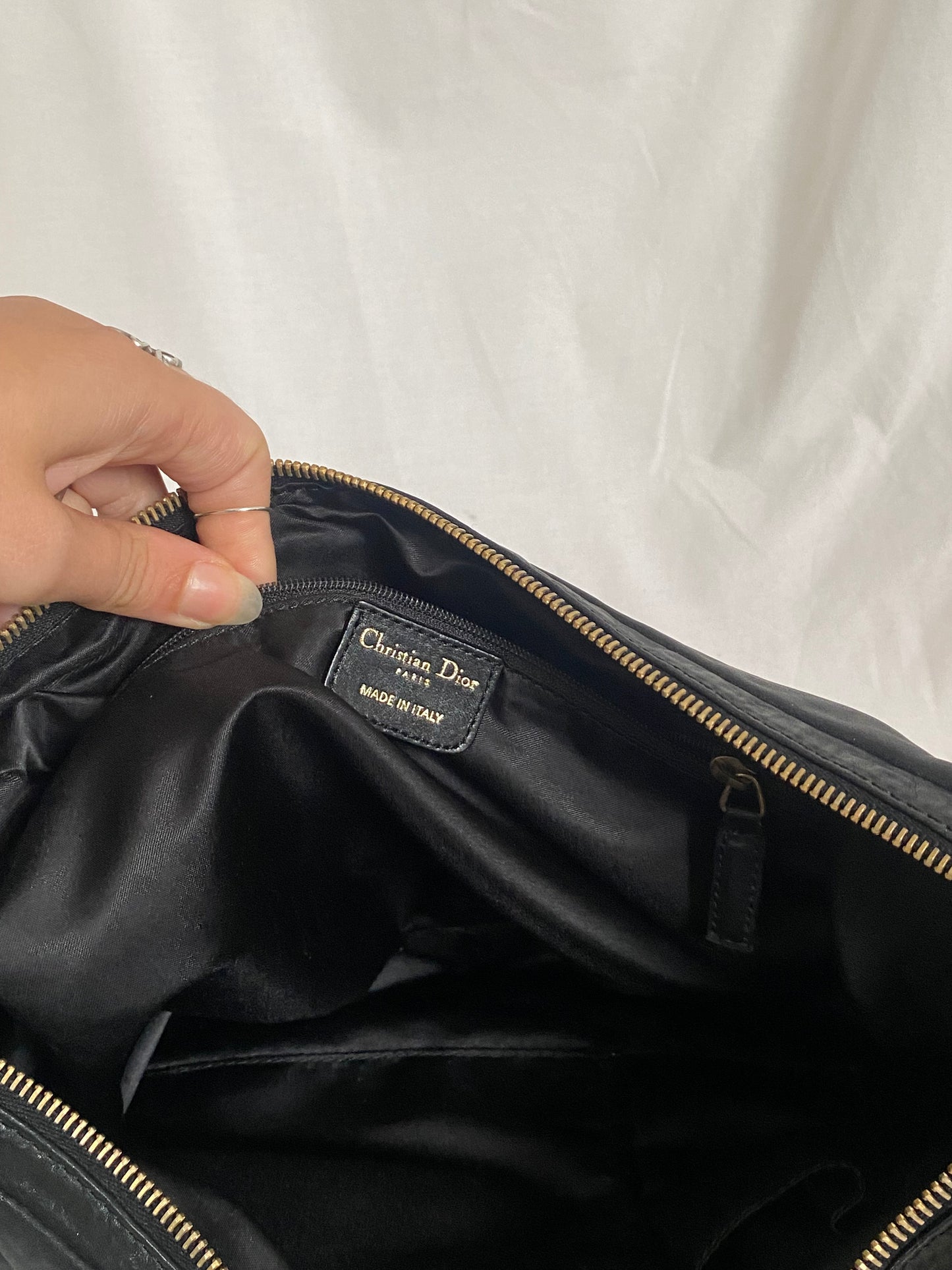 Christian Dior Gypsy Ruffled Shoulder Bag Black